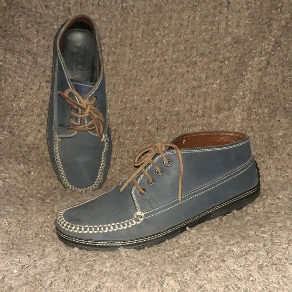 TOD'S-Chukka Boots-Moccasins Toe-Blue Suede-Leather Lace-Men 7-Woman 9-Excellent